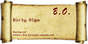Birly Olga névjegykártya